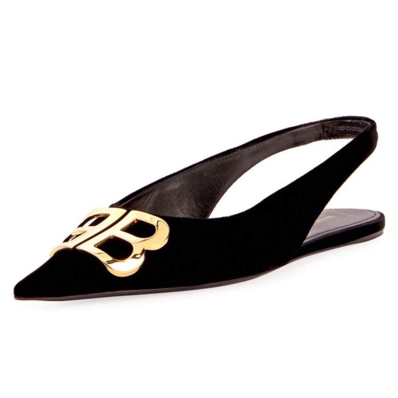 Balenciaga Shoes - NWT Balenciaga Velvet BB Knife Slingback Flat